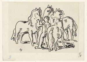 Muž se třemi koňmi od Leo Gestel (signed by artist)
