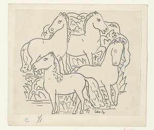 Čtyři koně od Leo Gestel (signed by artist)