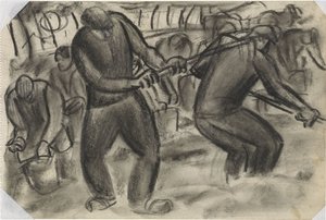 Sklízeče brambor na poli Bez titulu od Leo Gestel