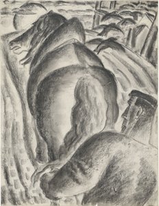 Farmář s pluhem a tažným koněm od Leo Gestel