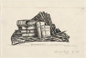 Stoh knih a psací potřeby od Leo Gestel