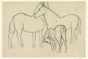 Dva koně a hříbě od Leo Gestel