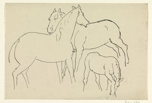 Dva koně a hříbě od Leo Gestel