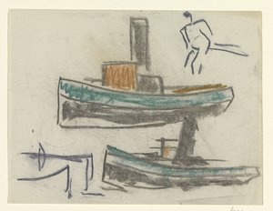 Dvě lodě a figurka od Leo Gestel