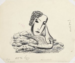 Ženská hlava s ptákem (náčrt) od Leo Gestel