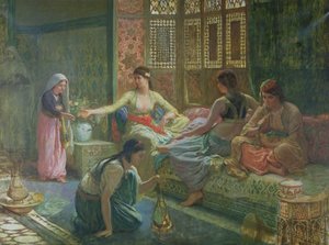 Interiér harému, kolem roku 1865