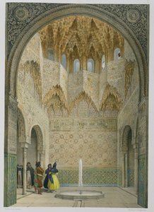 Síň Abencerrages, Alhambra, Granada, 1853 (barevné lito)