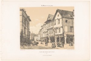 Pohled na Place des Cordeliers v Dinan Place des Cordeliers à Dinan (název na objektu) Současná Francie (název série) La France de nos jours (název série na objektu)