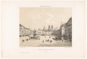 Pohled na náměstí Place du Martroi v Orléans Place du Martroi à Orleans (název na objektu) Současná Francie (název série) La France de nos jours (název série na objektu) od Leon Auguste Asselineau