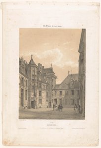 Pohled na nádvoří Palais Jacques-Coeur v Bourges Bourges. Pohled do interiéru de la maison de Jacques Coeur (název na objektu) Současná Francie (název série) La France de nos jours (název série na objektu) od Leon Auguste Asselineau