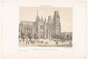 Pohled na katedrálu Orleans (severní strana) Côté septentrional de la cathédrale à Orléans (název na objektu) Současná Francie (název série) La France de nos jours (název série na objektu) od Leon Auguste Asselineau