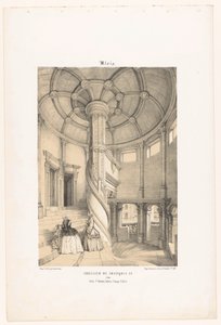 Pohled na točité schodiště krále Františka I. v Blois blois. Escalier de François Ier (název na objektu) Současná Francie (název série) La France de nos jours (název série)