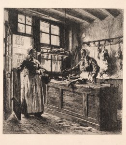 Interiér řeznictví. od Leon Augustin Lhermitte