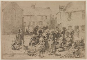 Apple Market v Landerneau od Leon Augustin Lhermitte