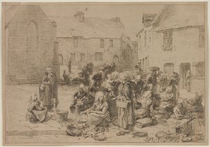 Jablečný trh v Landerneau, 1878. od Leon Augustin Lhermitte