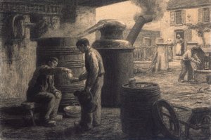 lihovar; Ochutnávači Eau-de-Vie-de-Marc nebo The Still, kolem roku 1872 od Leon Augustin Lhermitte