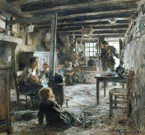 A Family, Interior Fonte (Otcův návrat) 1887 (pastel na papíře) od Leon Augustin Lhermitte