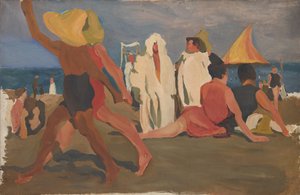 Koupající se na Lidu, Benátky Serge Diaghilev a Vasslav Nižinskij na pláži od Leon Bakst