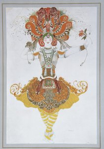 Kostýmní návrh pro Tamaru Karsavinu v baletu Pták Ohnivák Loiseau de feu od I. Stravinského, 1909-1910 od Leon Bakst