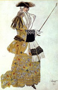 Kostýmní návrh pro The Baroness Hunting od Šípkové Růženky od Leon Bakst