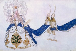 Kostýmní návrh pro The Queen and Her Pages, ze Šípkové Růženky, 1921 od Leon Bakst