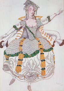 Kostýmní návrh pro Mazurku (Lady), od Šípkové Růženky od Leon Bakst