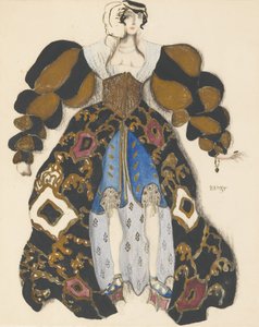 Návrh kostýmů pro Balet Legenda o Josefovi od R. Strausse od Leon Bakst