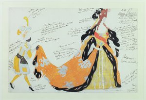 Kostým pro Lady a její Page, pro Diaghilev balet (wc) od Leon Bakst