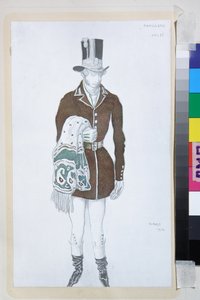 Kostým pro balet Les Papillons od Roberta Schumanna - Dílo Leona Baksta (1866-1924), litografie 1912 - (Návrh kostýmů pro balet Les Papillons od Roberta Schumanna, od Leona Baksta, Barevná litografie od Leon Bakst