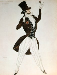 Florestan, návrh kostýmu pro balet Karneval, který složil Robert Schumann, 1919 od Leon Bakst