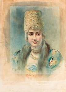 Portrét dívky, která nosí Kokoshnik od Leon Bakst