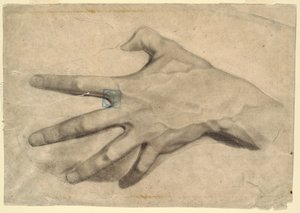 Kresba, studie ruky, 1881-92 od Leon Dabo