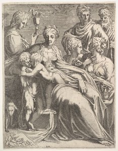 Panna a dítě se svatými, ca. 1550-56.
