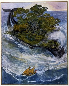 Dobrodružství Sindibáda (Sindibáda) námořníka. Z příběhů 1001 nocí (Tales of Thousand One Nights). Ilustrace Léon Carre (1878-1942)