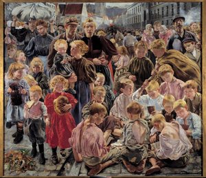 Sociální realismus: „Věky dělníka““ Centrální část obrazu Leona Frederica (1856-1940)