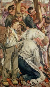 Muži, levý panel z The Age of the Worker od Leon Henri Marie Frederic