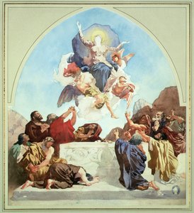 Studie k Nanebevzetí Panny Marie (tužka a akvarel na papíře) od Leon Joseph Florentin Bonnat