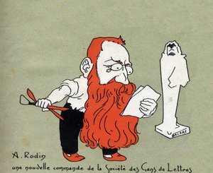 Kreslený film od Augusta Rodina s novou zakázkou od Societe des gens de lettres (Socha od Balzaca) - Ilustrace Leon Lebegue (1863-1944) - Rytina do „“Le sun-du-dimanche““