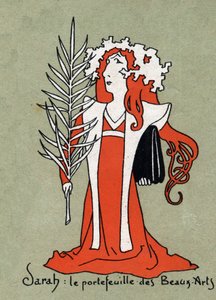 Kreslený film Henriette Rosine Bernard dit Sarah Bernhardt (1844-1923) jako portfolio výtvarných umění - Ilustrace Leon Lebegue (1863-1944) - Rytina v „“Le sun-du-dimanche““
