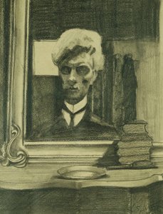 Autoportrét; Autoportrét, cca 1907 (uhl a pastelka na lesklém papíře) od Leon Spilliaert