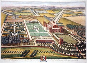 Wollaton Hall v hrabství Nottingham vyrytý Johannesem Kipem (asi 1652-1722) (rytina)