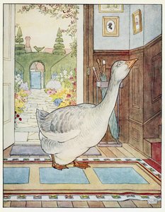 Goosey, Goosey Gander, Kam se budu toulat?, z Obrázkové knihy z dětské říkanky, hospoda. 1914 (barevné lito) od Leonard Leslie Brooke