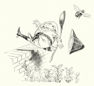 Humpty Dumpty seděl na zdi (rytina)