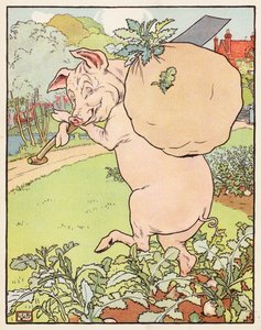 Tři malá prasátka (barevná litografie)