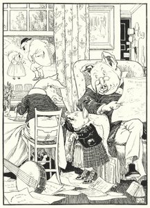 Pět prasat (rytina) od Leonard Leslie Brooke