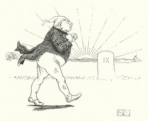 Byl jeden muž a nic neměl a přišli ho oloupit lupiči (rytina) od Leonard Leslie Brooke