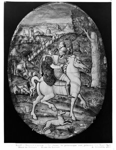 Lov, portrét pravděpodobně Henri II (1519-59) a Diane de Poitiers (1499-1566) (smalt)