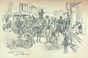 Pouliční scéna v Dillí, c1903 od Leonard Raven Hill