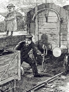 Karikatura komentující nehody železničářů. Ilustroval Leonard Raven-Hill (1867-1942), anglický malíř, ilustrátor a karikaturista, 20. století. od Leonard Raven Hill