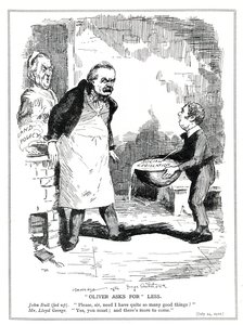 John Bull si stěžuje Lloydu Georgovi, že v jeho reformách sociálního zákonodárství a pozemkové politiky je příliš mnoho reforem, 1912. od Leonard Raven Hill